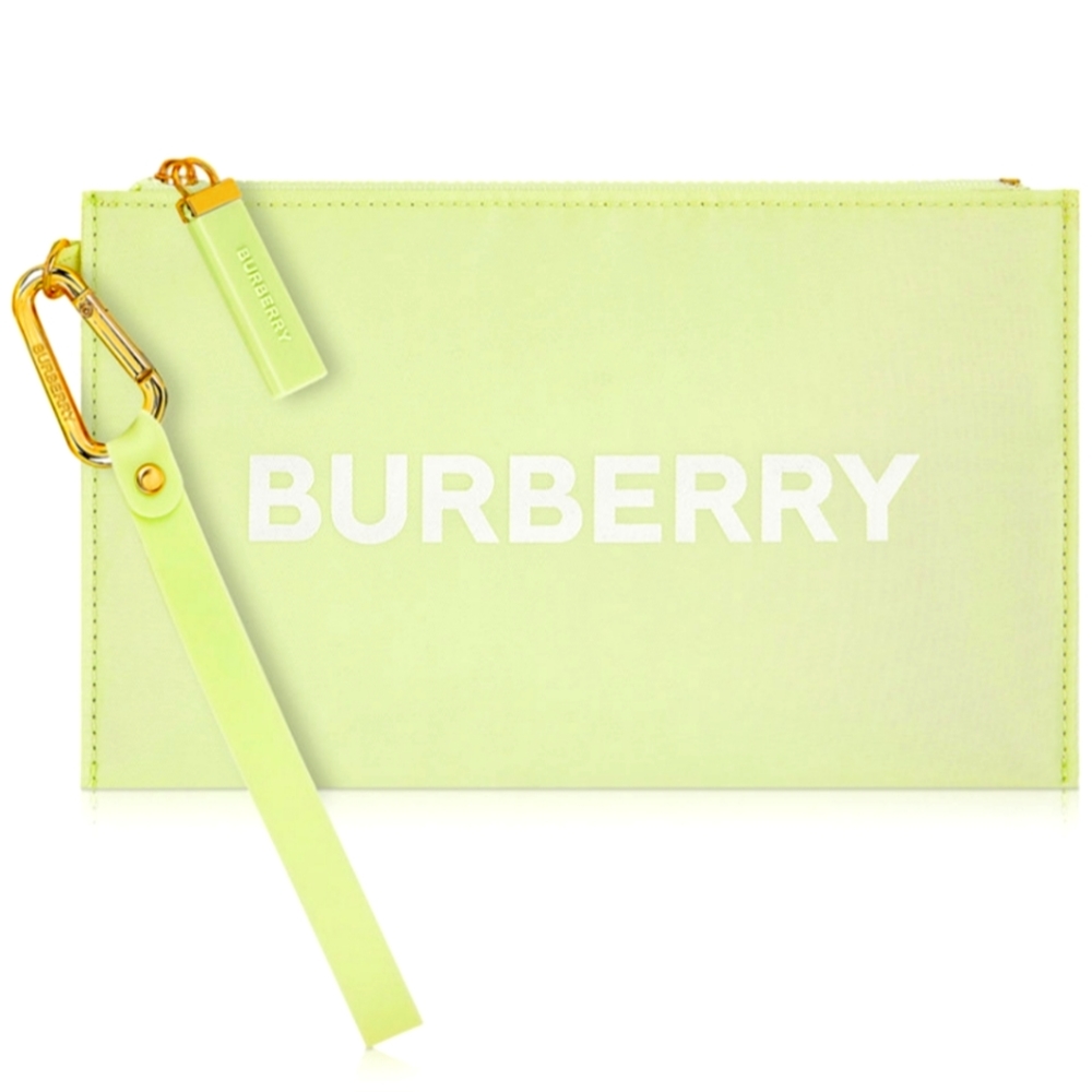 Burberry Light Green Clutch with Gold Accents